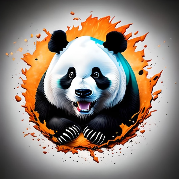 Panda Splash Shirt Design with Sunburst Graphic Manga Style – Free Download