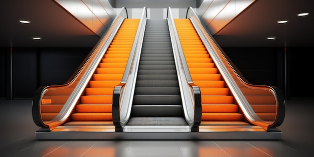 A Sleek Escalator with Orange Steps in a Contemporary Space – Free Stock Photo for Download