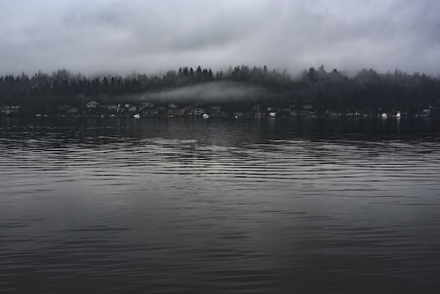 Coastal Village Panoramic Shot on a Foggy Afternoon – Free Download