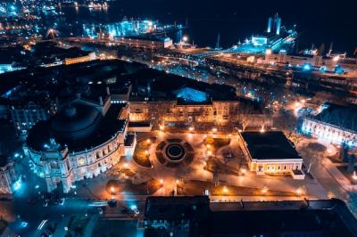 Night View of the Opera House in Odessa – Free Stock Photo for Download