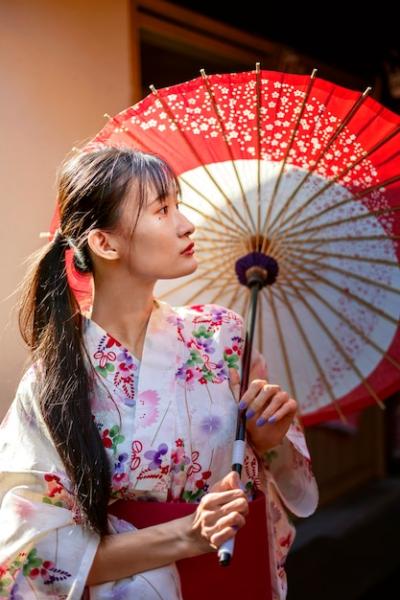 Young Woman Holding Japanese Wagasa Umbrella – Free Download