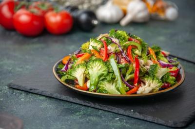 Fresh Vegetables and Vegan Salad on Dark Background – Free Stock Photo for Download