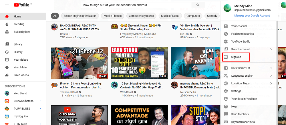 YouTube How to sign out of YouTube on Desktop and Android  Technical 