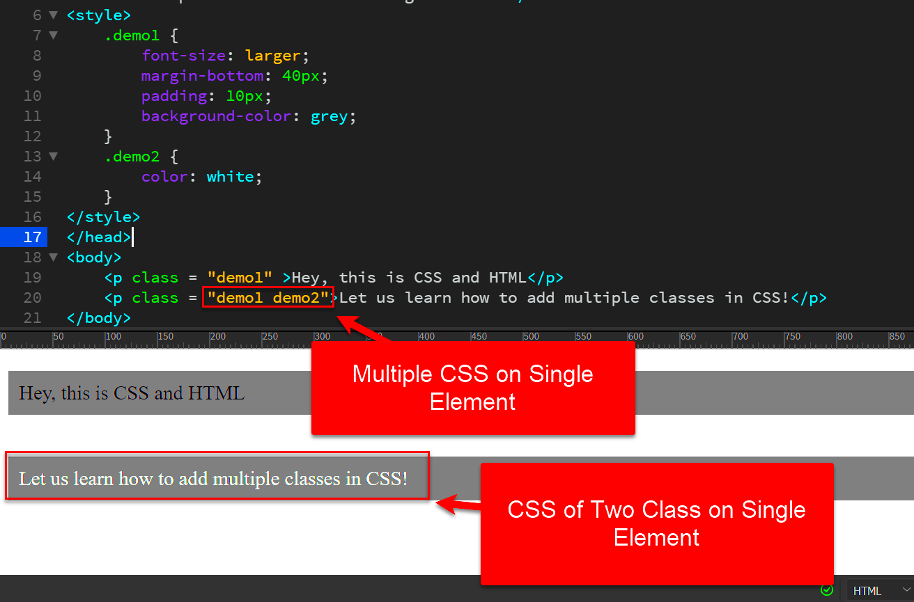 Two or Multiple CSS Classes on a Single HTML Element