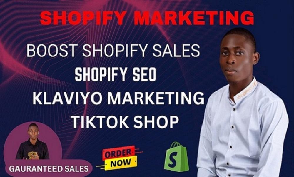 I Will Boost Shopify Sales with Klaviyo Email Marketing, Shopify SEO, Sales Funnel, and TikTok Shop Strategies