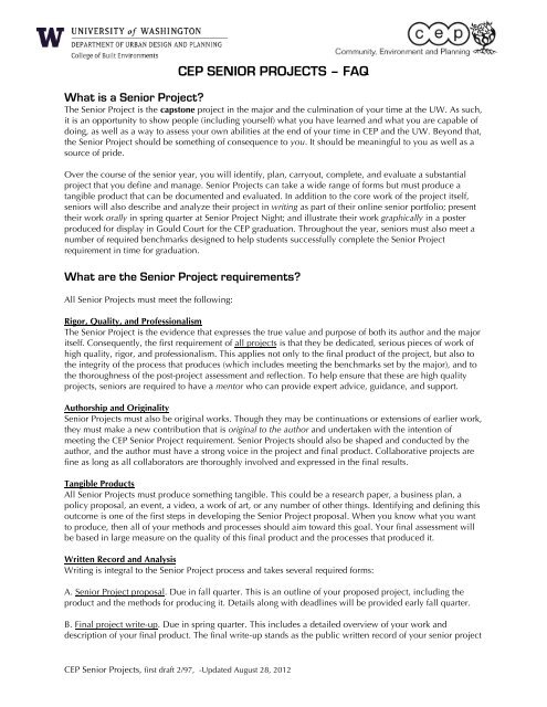 Senior Project Description  Community Environment  Planning