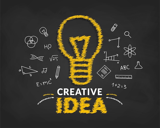 Premium Vector  Creative ideas concept with doodle light bulb and 