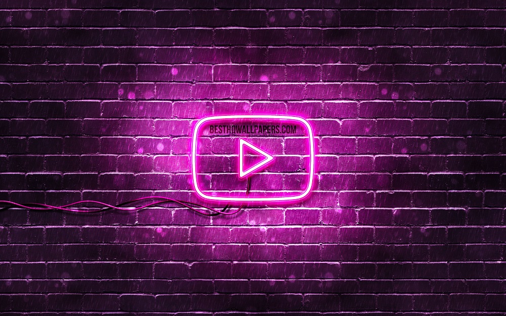 Download wallpapers Youtube purple logo 4k purple brickwall Youtube 