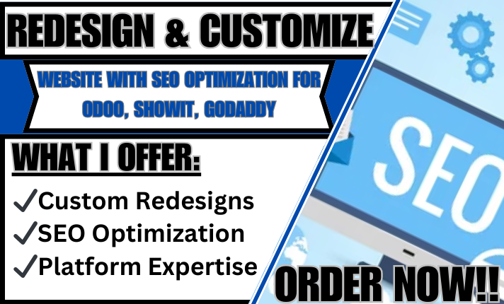 I Will Redesign or Customize Your Website with SEO Optimization for Odoo, Showit, GoDaddy