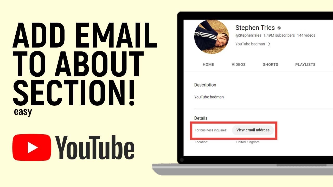 How to Add Email to YouTube Channel About Section  YouTube