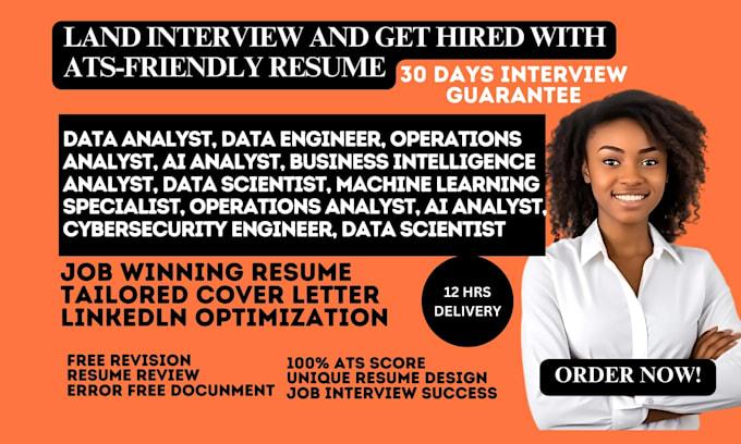 I Will Write a Professional Resume for Data Engineer, Operations Analyst, AI Analyst, and Data Analyst