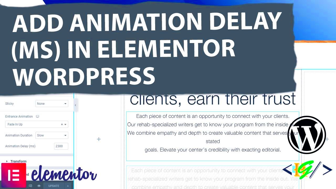 How to Add Animation Delay in Elementor WordPress  Time Delay Elements 