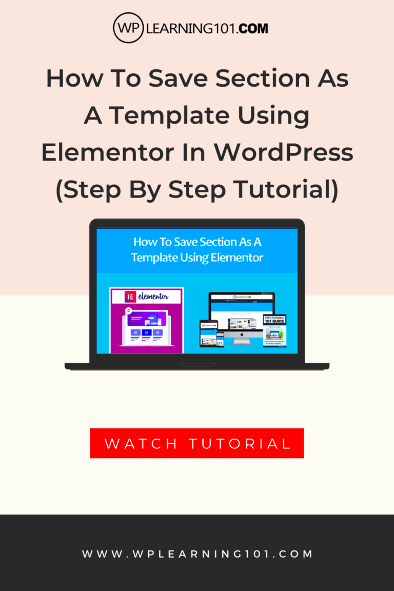 How To Save Section As A Template Using Elementor In WordPress Step By 