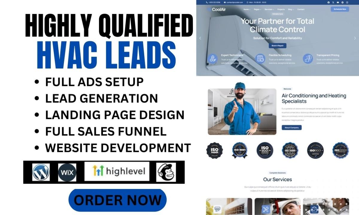 I Will Generate High Quality HVAC Leads via Google Ads HVAC Landing Page for Air Duct Leads