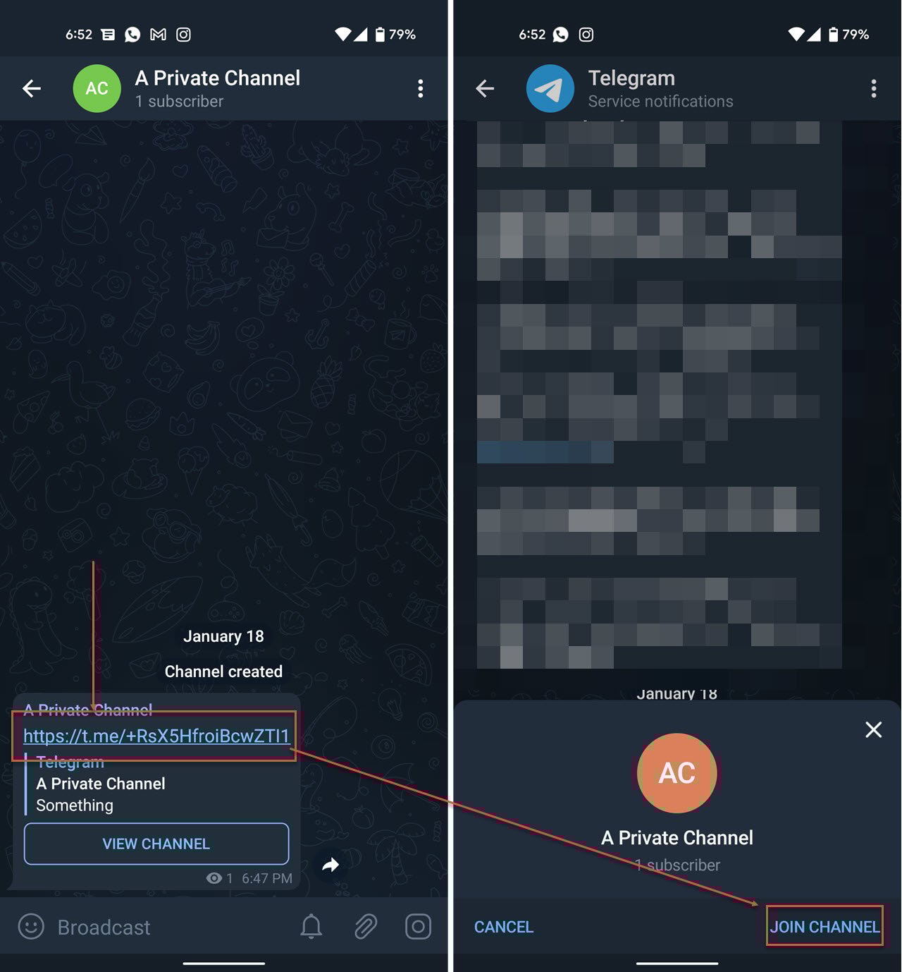 How to join a private channel on Telegram