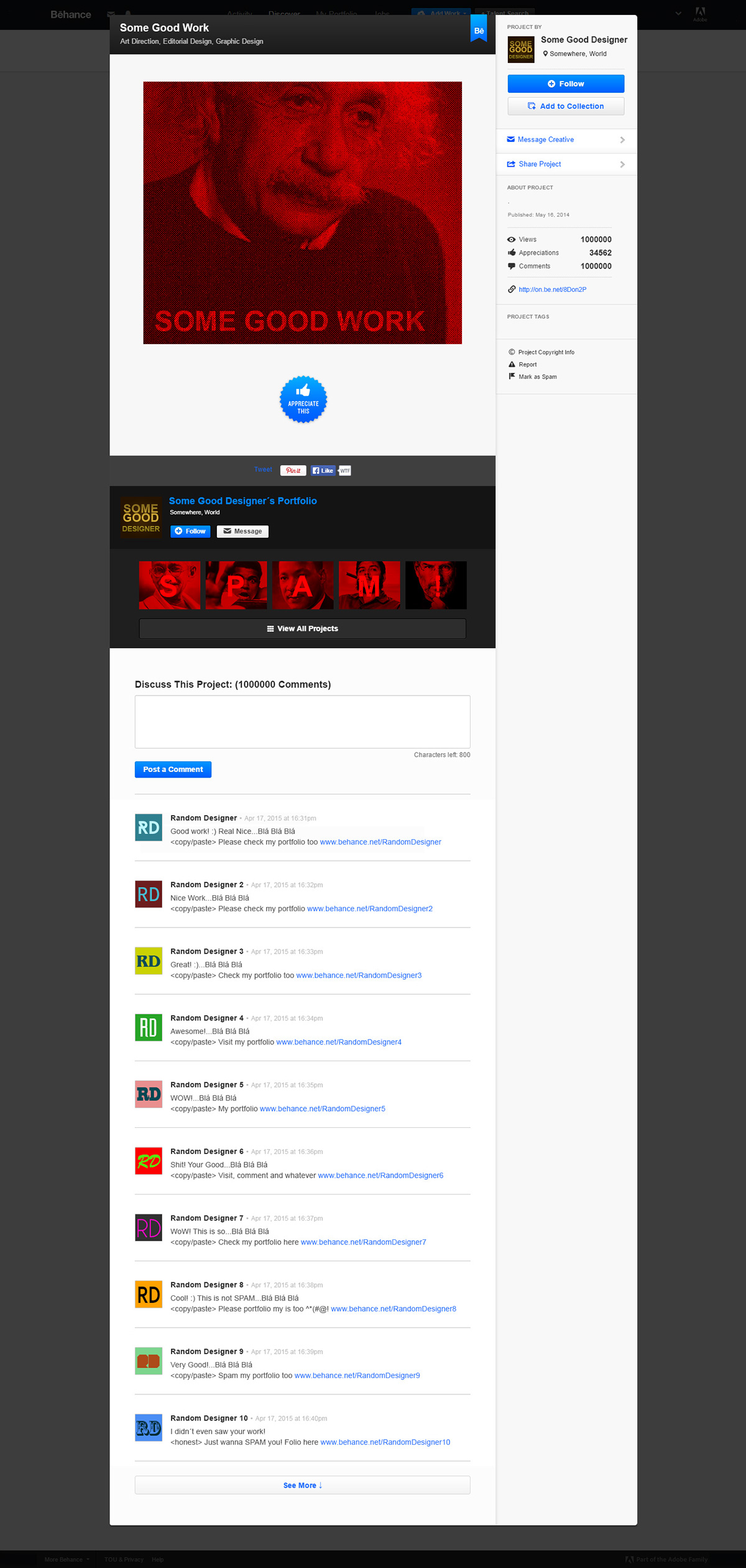 Behance Comments on Behance