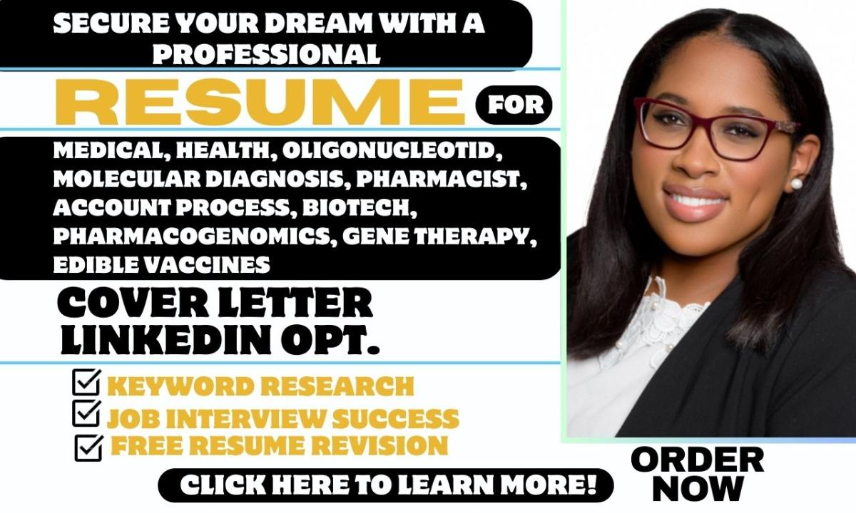 I Will Create Professional Resumes for Biotech, Oligonucleotide, and Account Process Professionals