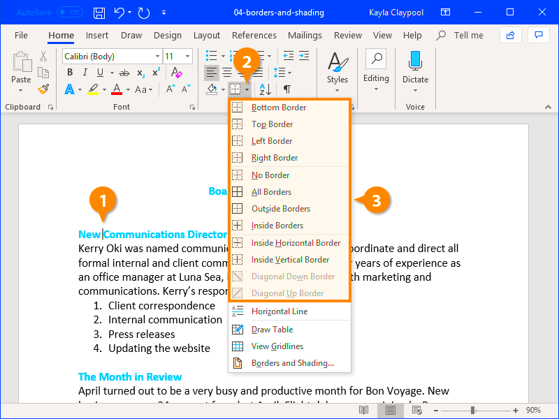 How to Add Borders in Word  CustomGuide