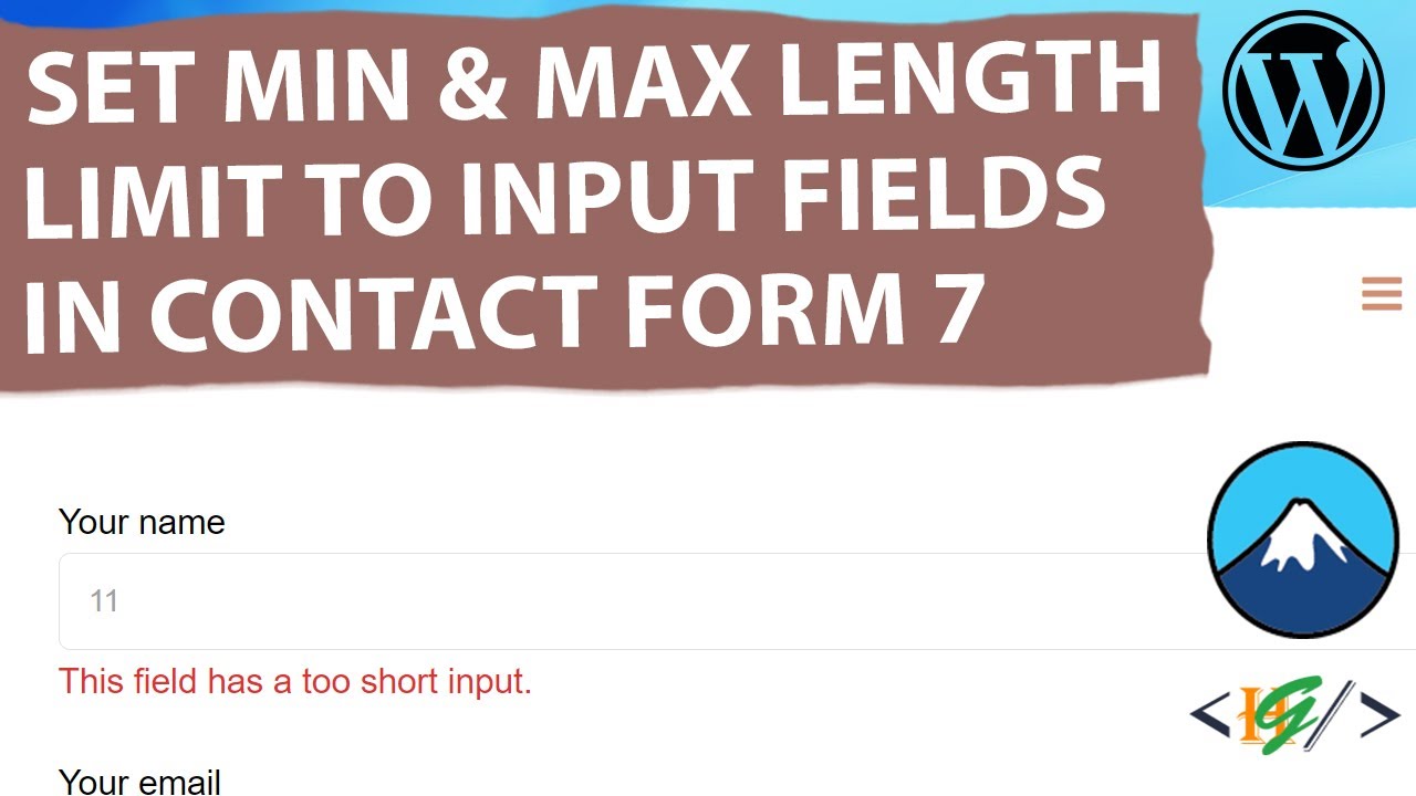 How to Set Minimum  Maximum Character Length Limit For Contact Form 7 