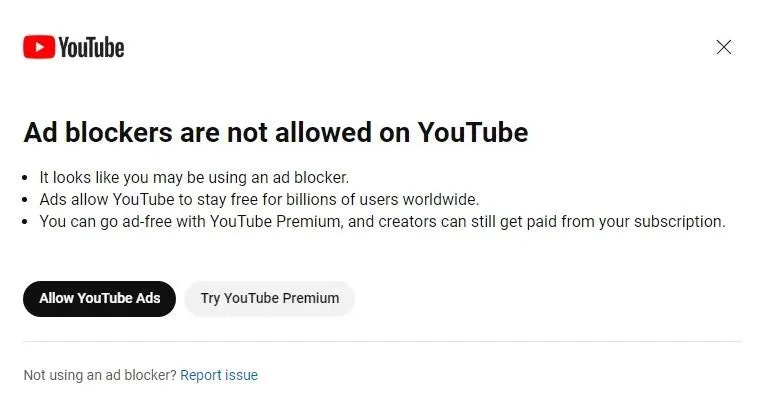 Google Responds to Reports of Ad Blockers Being Banned on YouTube 