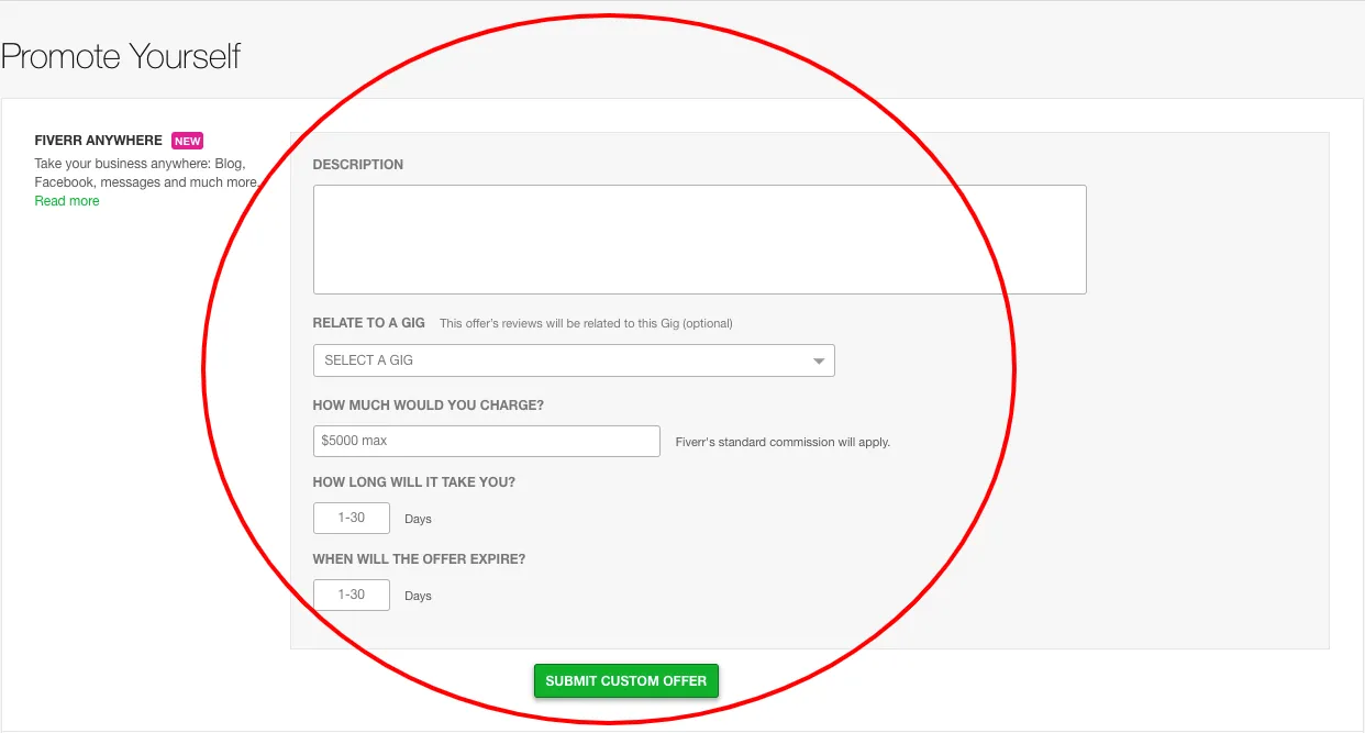 How to Paste a Custom Offer on Fiverr