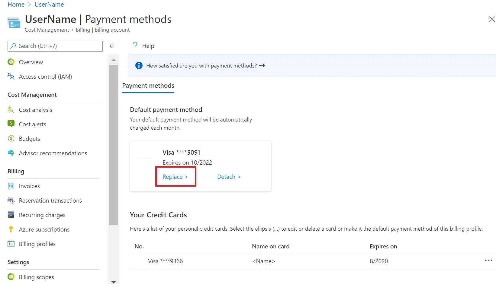 Add update or delete a payment method  Microsoft Cost Management 