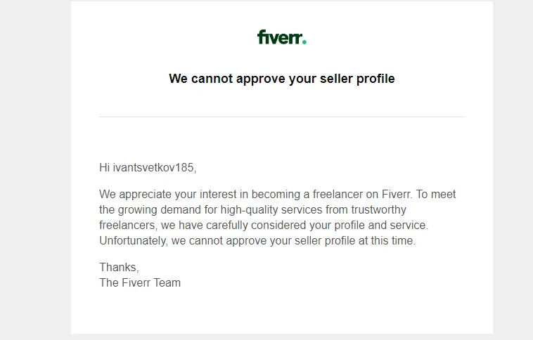 Few possible reasons why majority of newly created Fiverr account is 