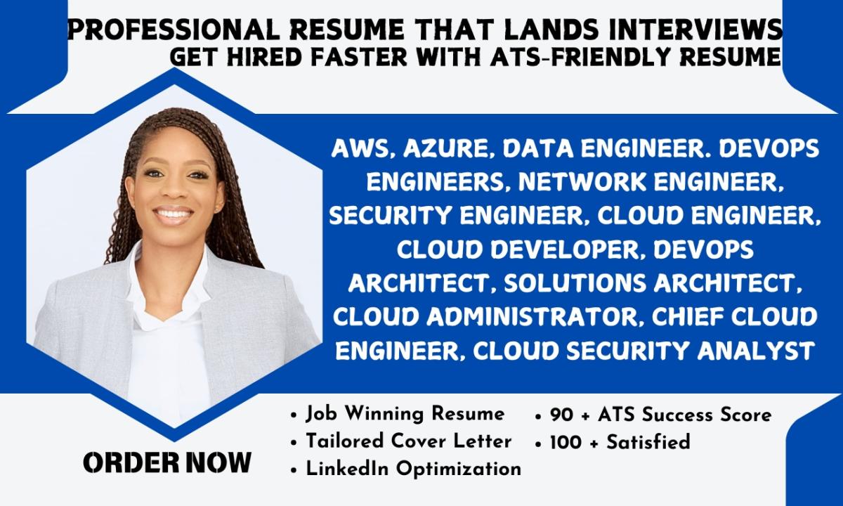 I Will Create an ATS-Friendly Cloud Engineer Resume, Cover Letter, AWS, DevOps, and Azure Profiles