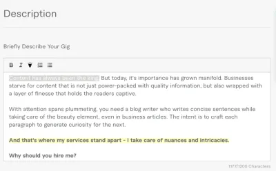 How to Bold Text in Fiverr Description