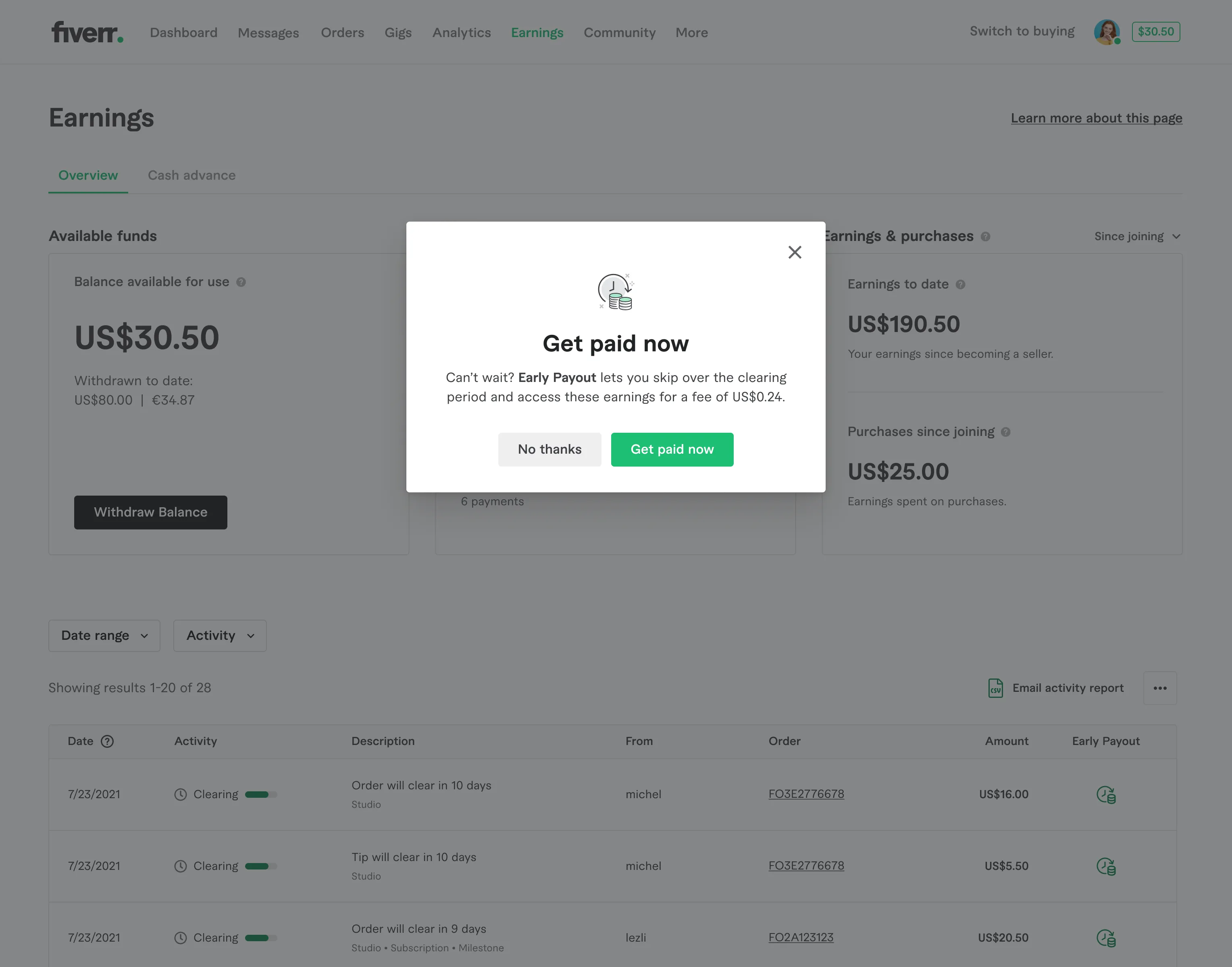 Early Payout  Fiverr Help Center