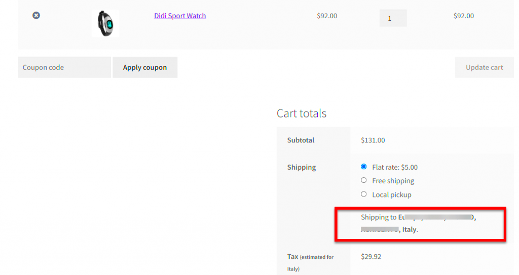 WooCommerce Hide Shipping to Address  Cart