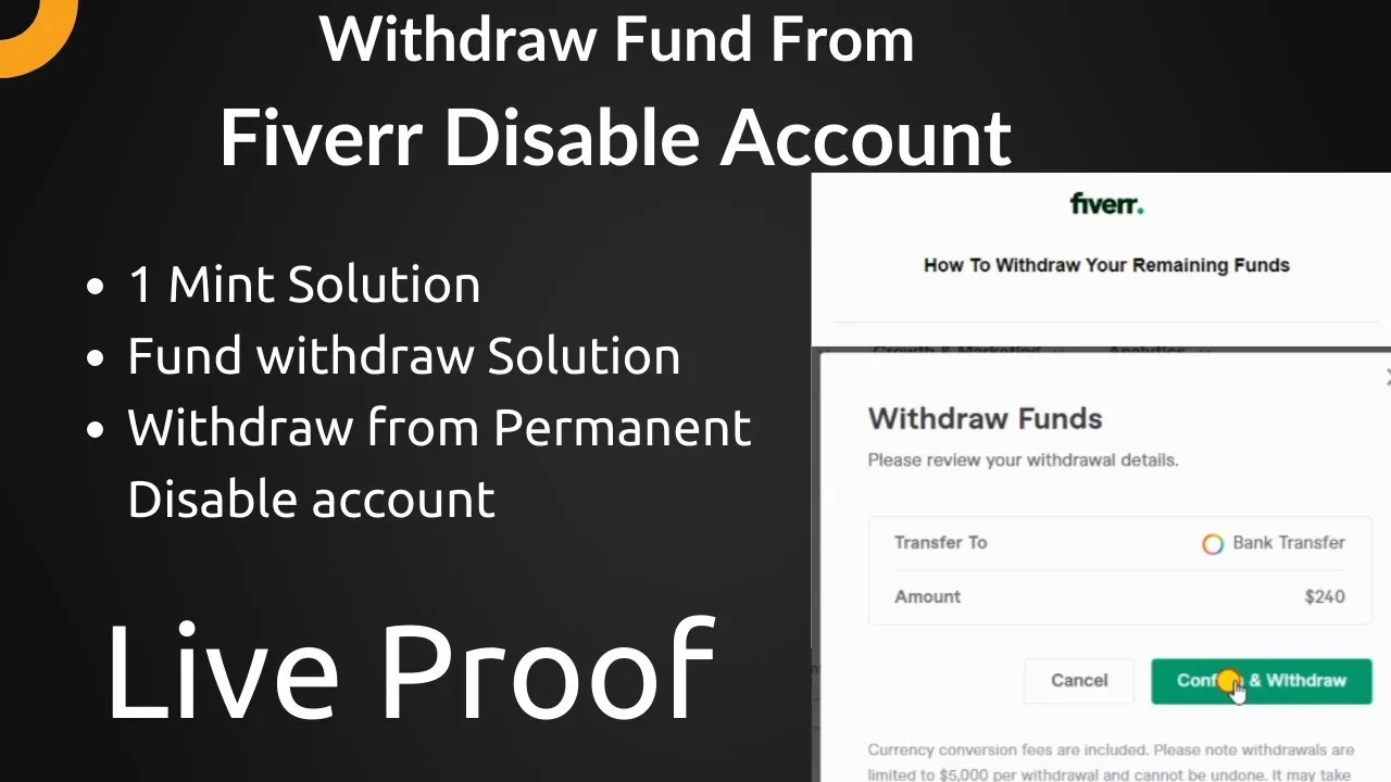 How to withdraw funds from disabled Fiverr account or permanent fiverr 