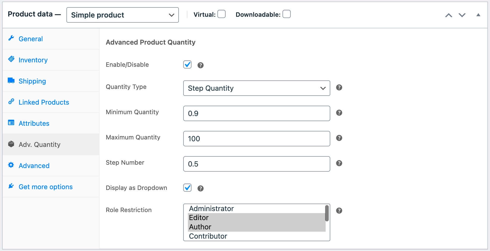 Advanced Product Quantity  WooCommerce