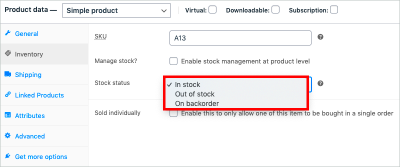 Update Inventory Data in WooCommerce