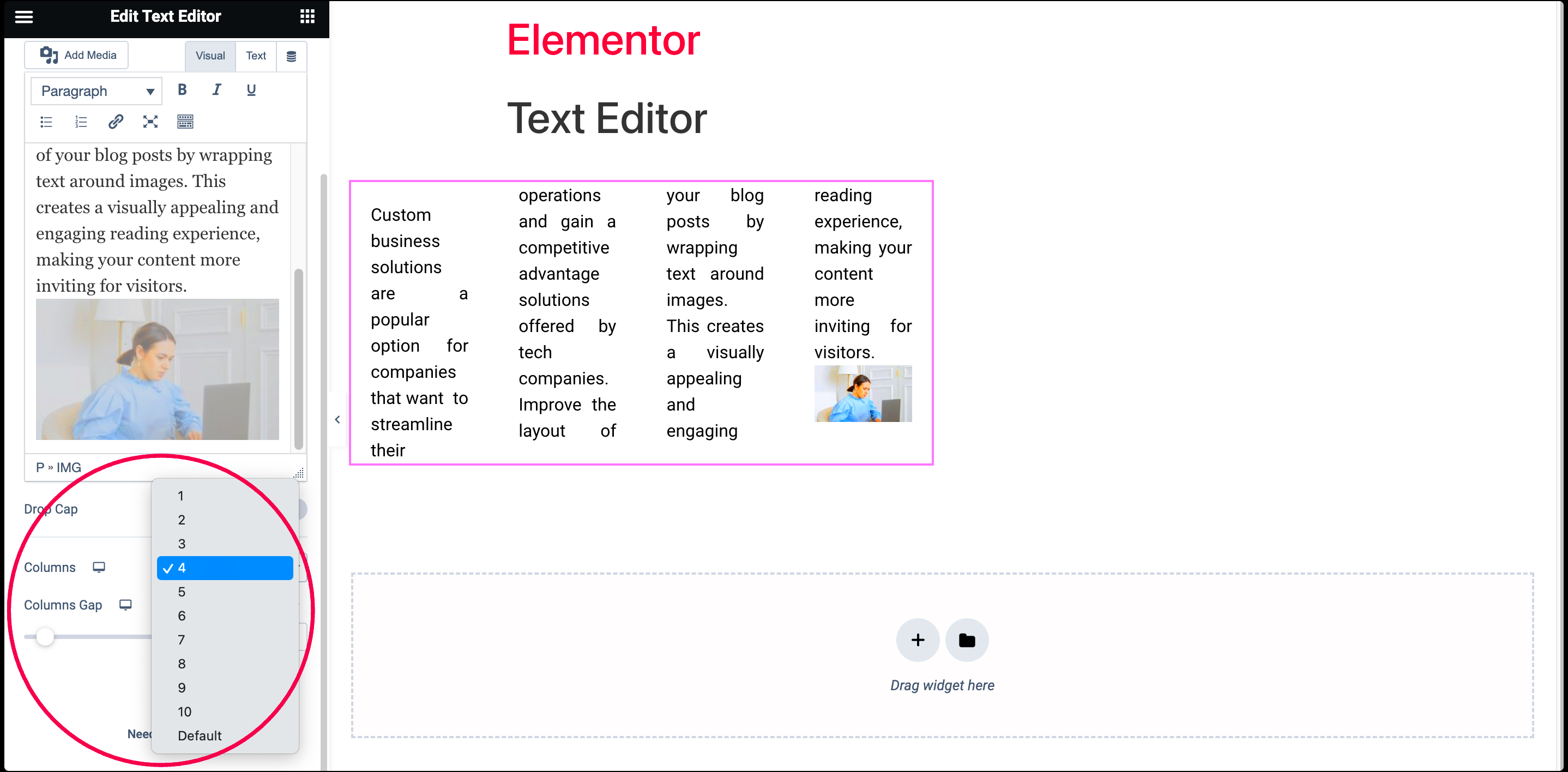 Split Text Into Multiple Columns  Elementor