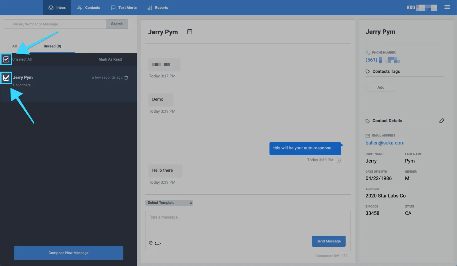 Marking multiple or all messages as read  SMS Factory