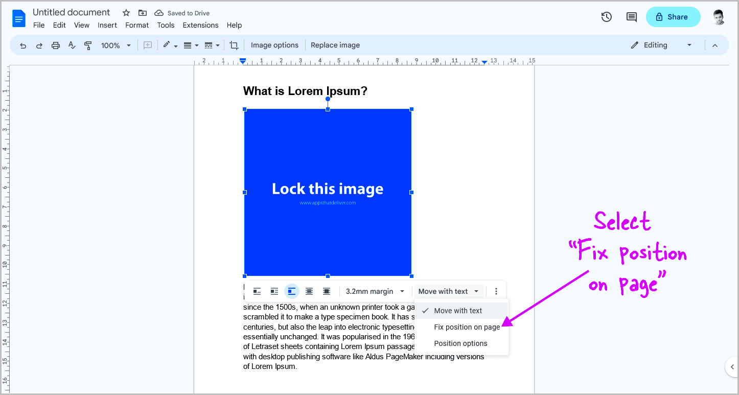 How to Lock an Image in Google Docs