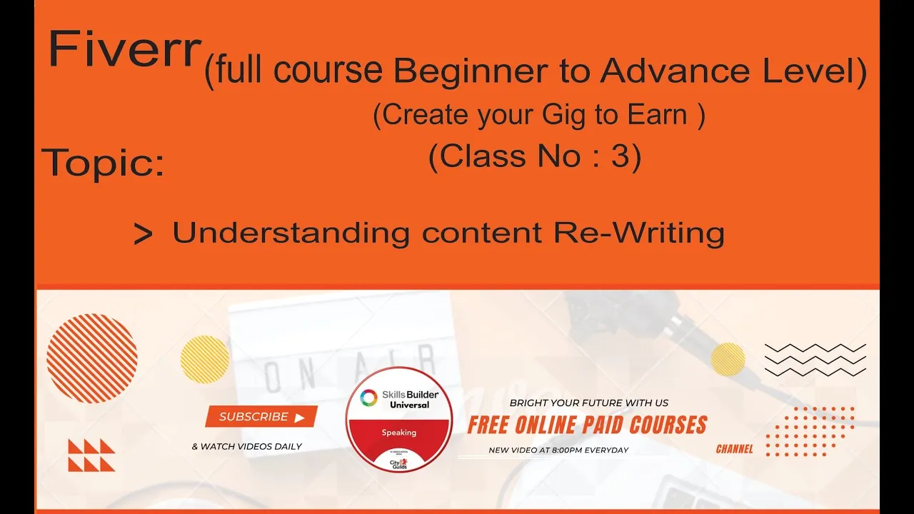 Understanding content ReWriting  Fiverr full course tutorial  Class 