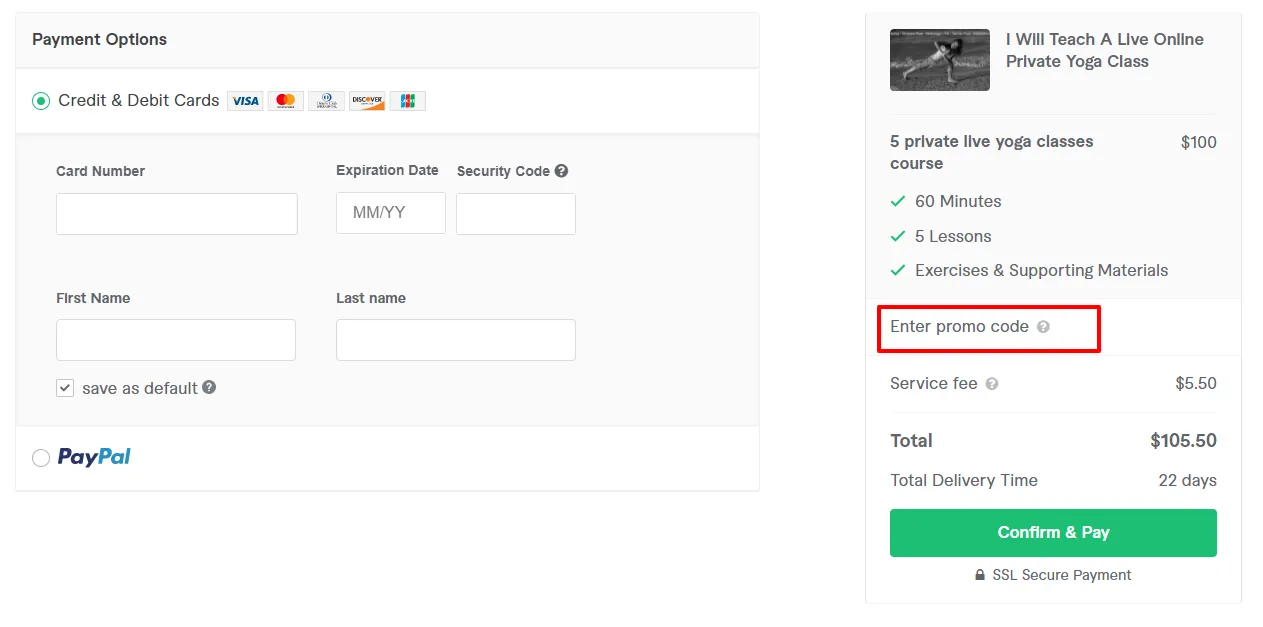 How to Put in a Coupon Code on Fiverr