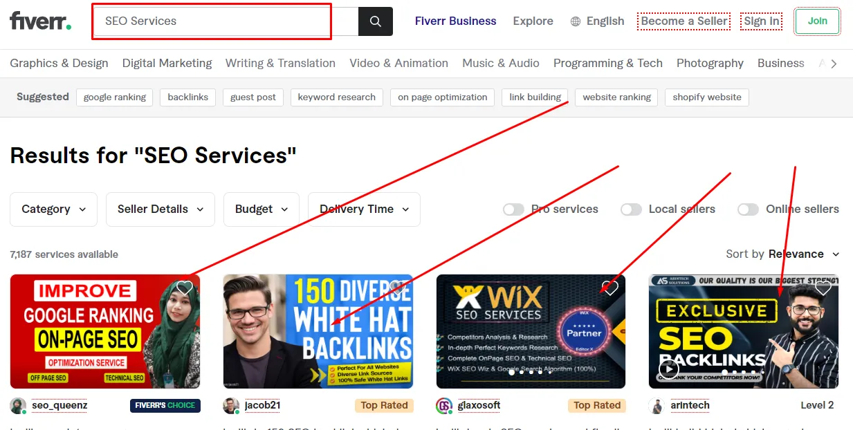 How to Find Search Results on Fiverr