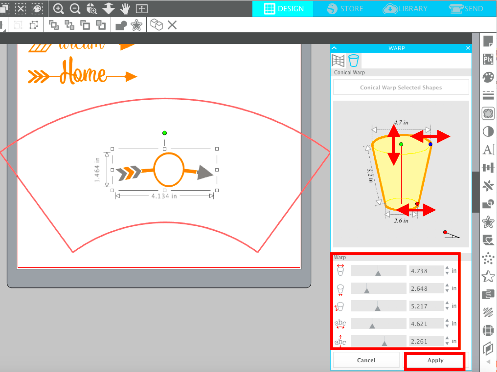 How to Make Designs Curve in Silhouette Studio Meet the Conical Warp 