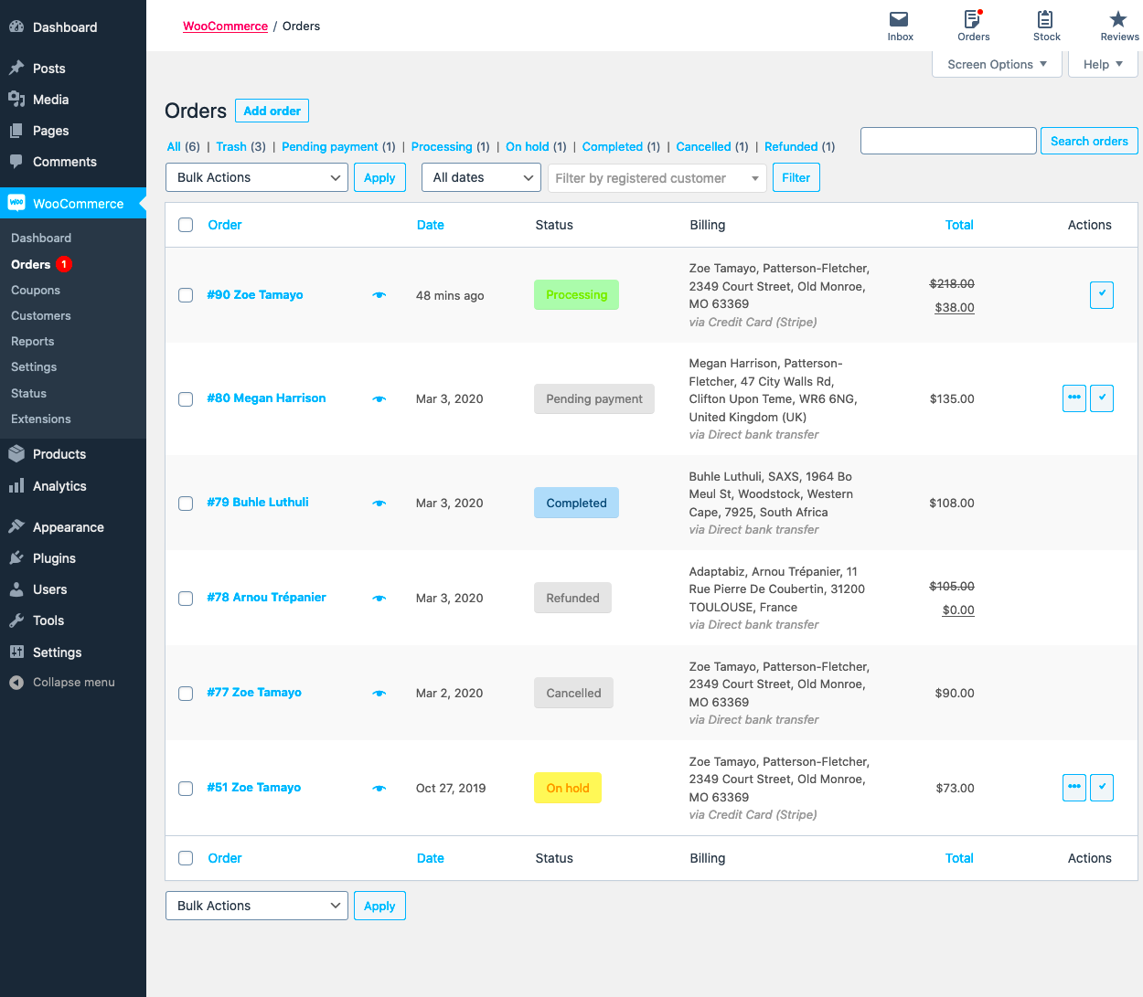 Orders Overview and Bulk Order Management Documentation  WooCommerce