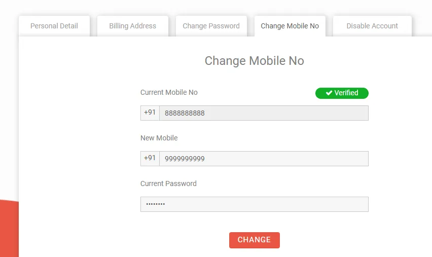 How to change registered mobile number