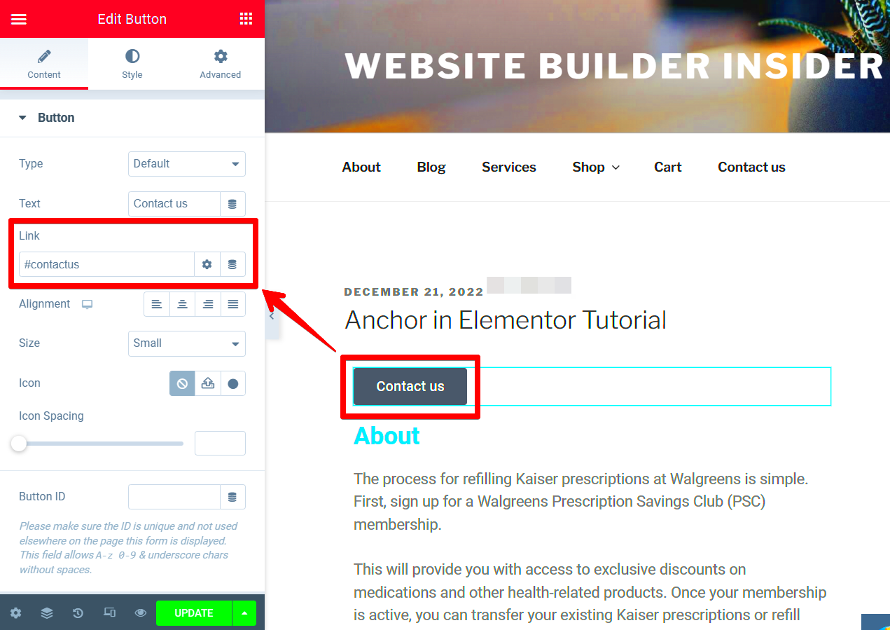 How do I link to an anchor in an Elementor  WebsiteBuilderInsidercom