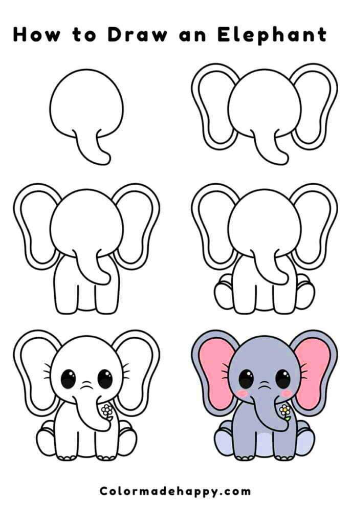 How to Draw an Elephant  Easy Step by Step Instructions