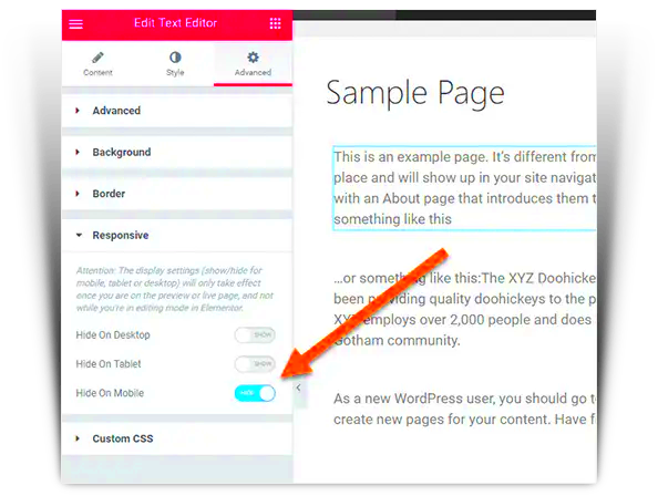 How To Responsively Hide Elements In Elementor