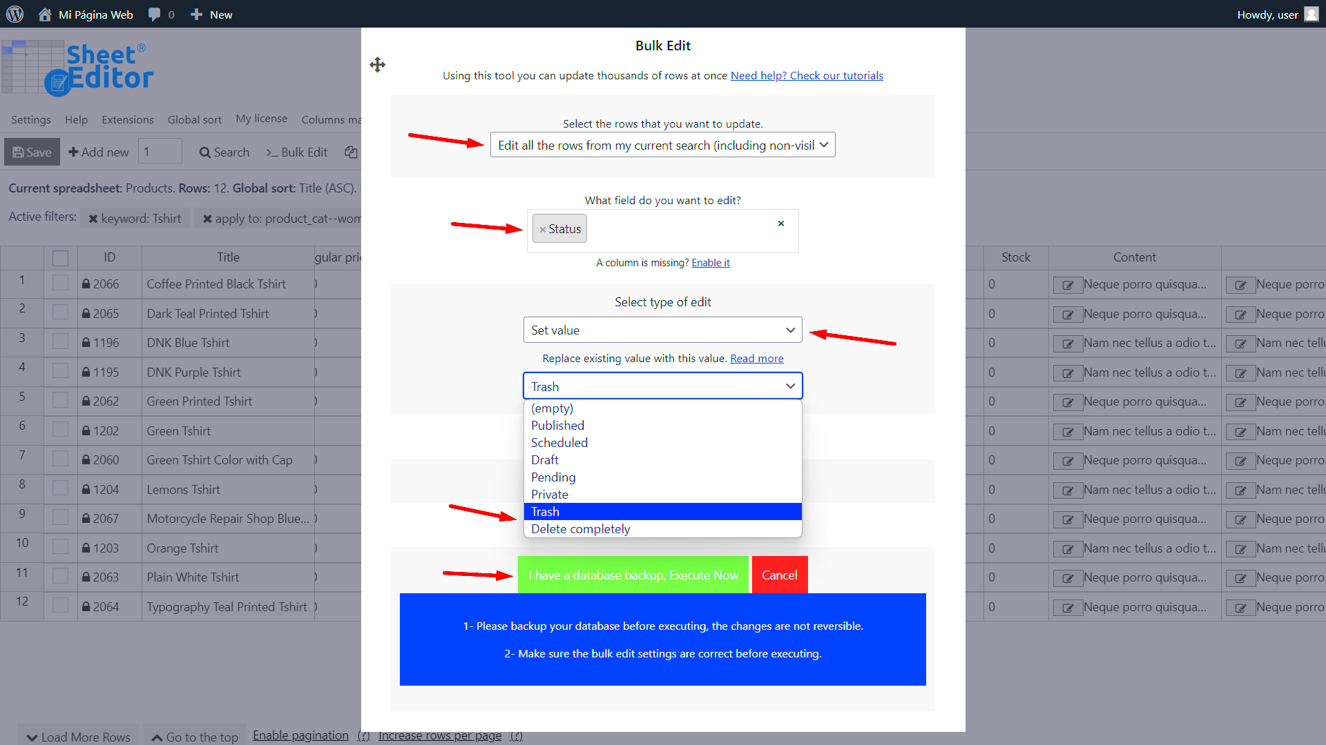 How to Bulk Delete WooCommerce Products  WP Sheet Editor