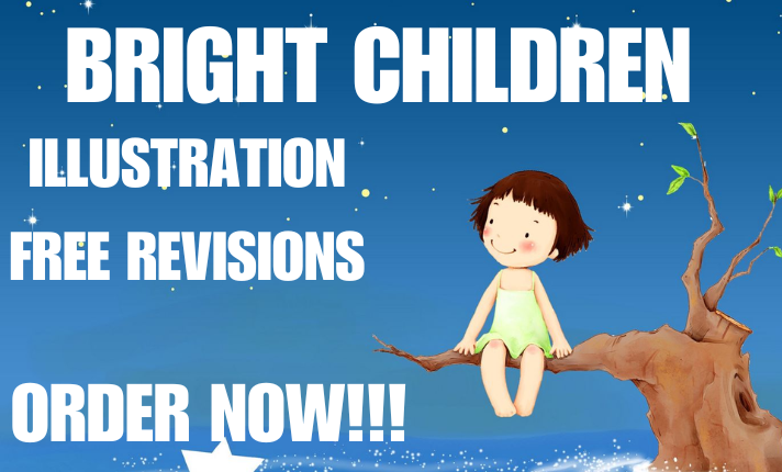 I Will Create Bright Children Illustration with Free Revisions