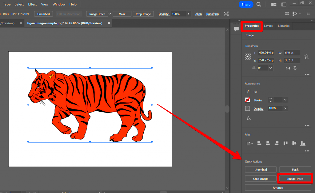 How do I convert an image to outline in Illustrator 