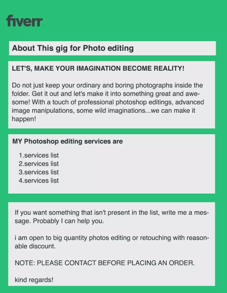 11 Fiverr gig description sample Unique  Notam artwork
